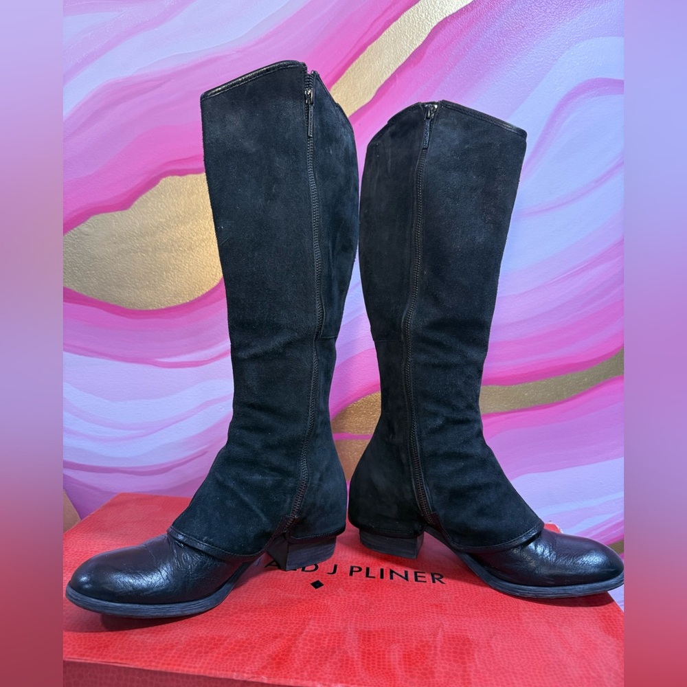 Donald J. Pliner DEVI Black Over the Knee Suede Boots 7.5